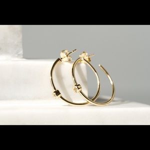 NWT Martin Costello Mystique Hoops. Gold plated, white topaz. Never opened